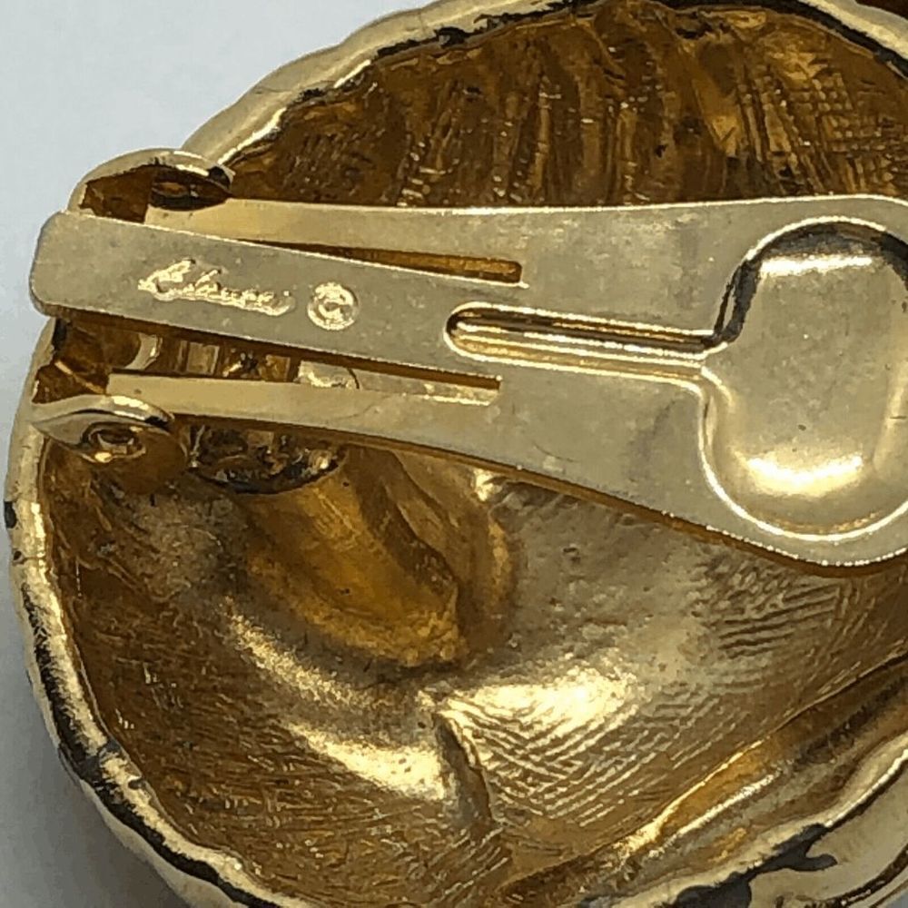 Stunning Chunky Vintage BLANCA Gold Tone Clip On Dome Statement Earrings - Picture 5 of 7